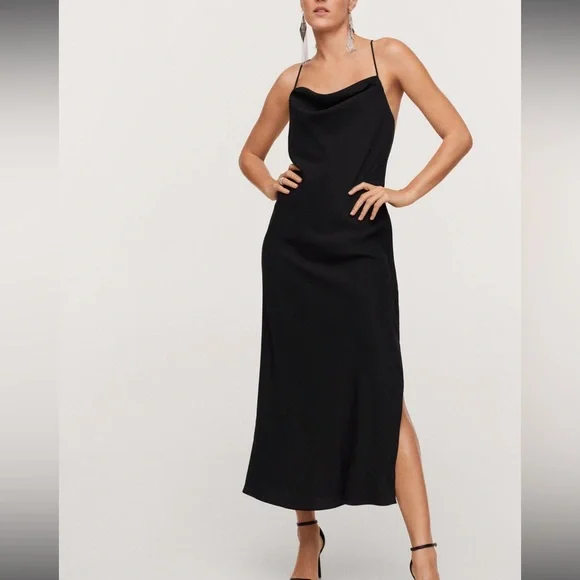 strapless open back dress Lezure Plunge Long Sleeve Maxi Dress Black main image 1